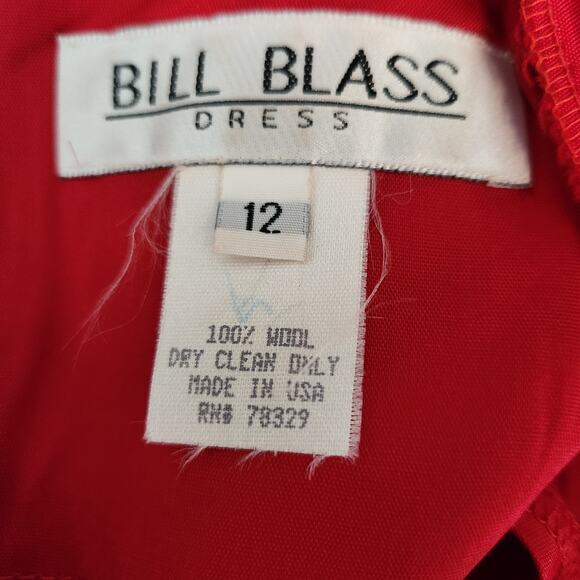 Vintage 80s Bill Blass Dress 100% Wool Shift Sheath DRess Rounded Shoulder SZ 8 - Picture 3 of 8